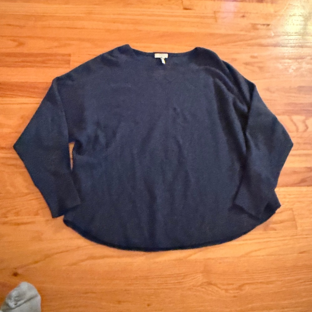 Joie Wool Cashmere Sweater XS Navy Blue Oversized Knit Crewneck